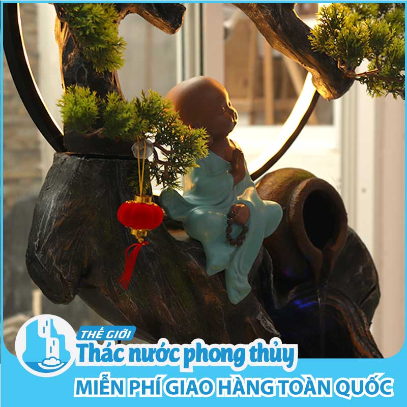 Thác Nước Phong Thuỷ Tiểu Cảnh Chum Nước Dưới Gốc Tùng TN03-321