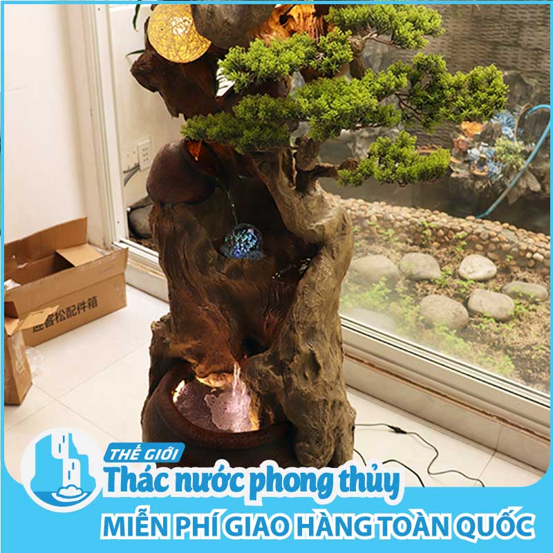 Thác nước phong thuỷ tiểu cảnh Chum Nước Dưới Gốc Đa TN03-322 Thác nước phong thuỷ tiểu cảnh Chum Nước Dưới Gốc Đa TN03-322